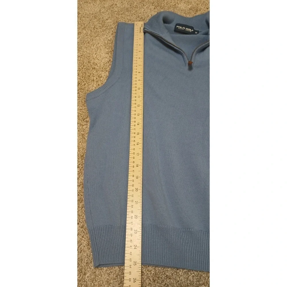 Polo Golf by Ralph Lauren Men's M 100% Merino Wool Zip Neck Sweater Vest Blue!!